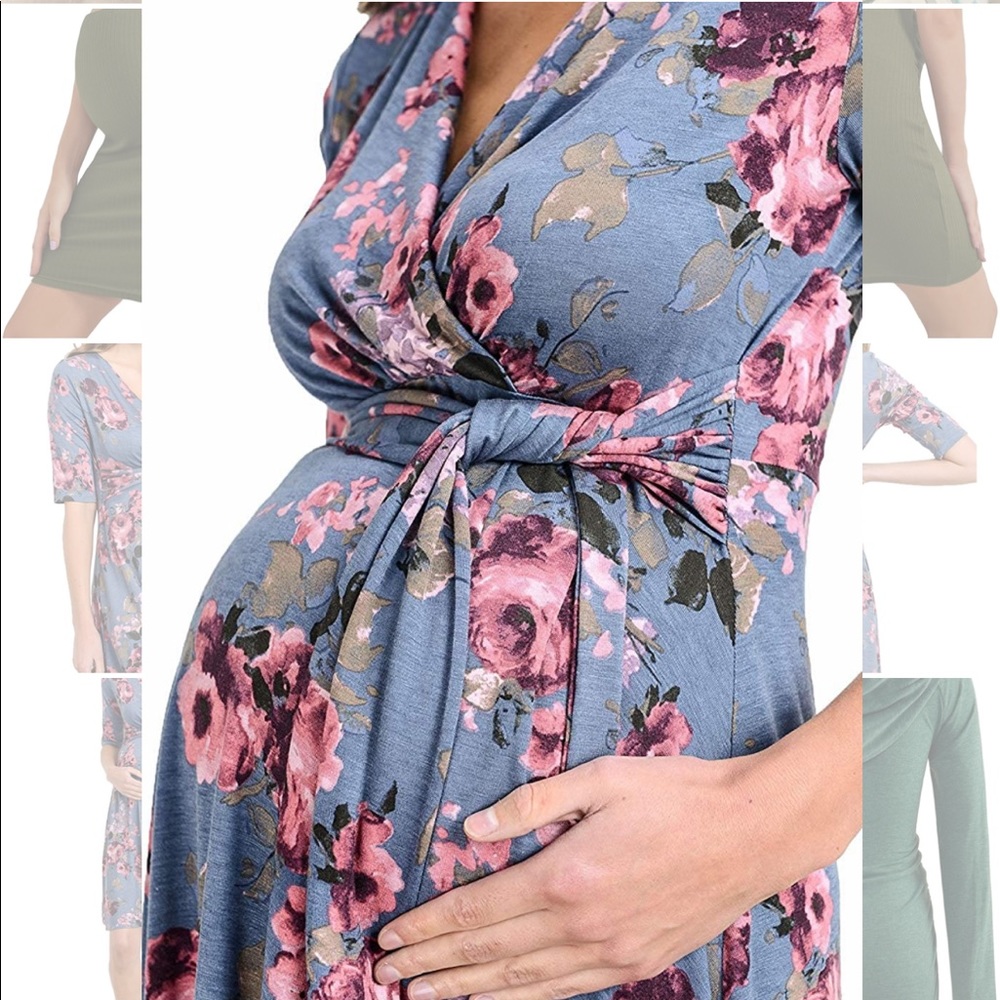 Maternity Floral Wrap Dress
